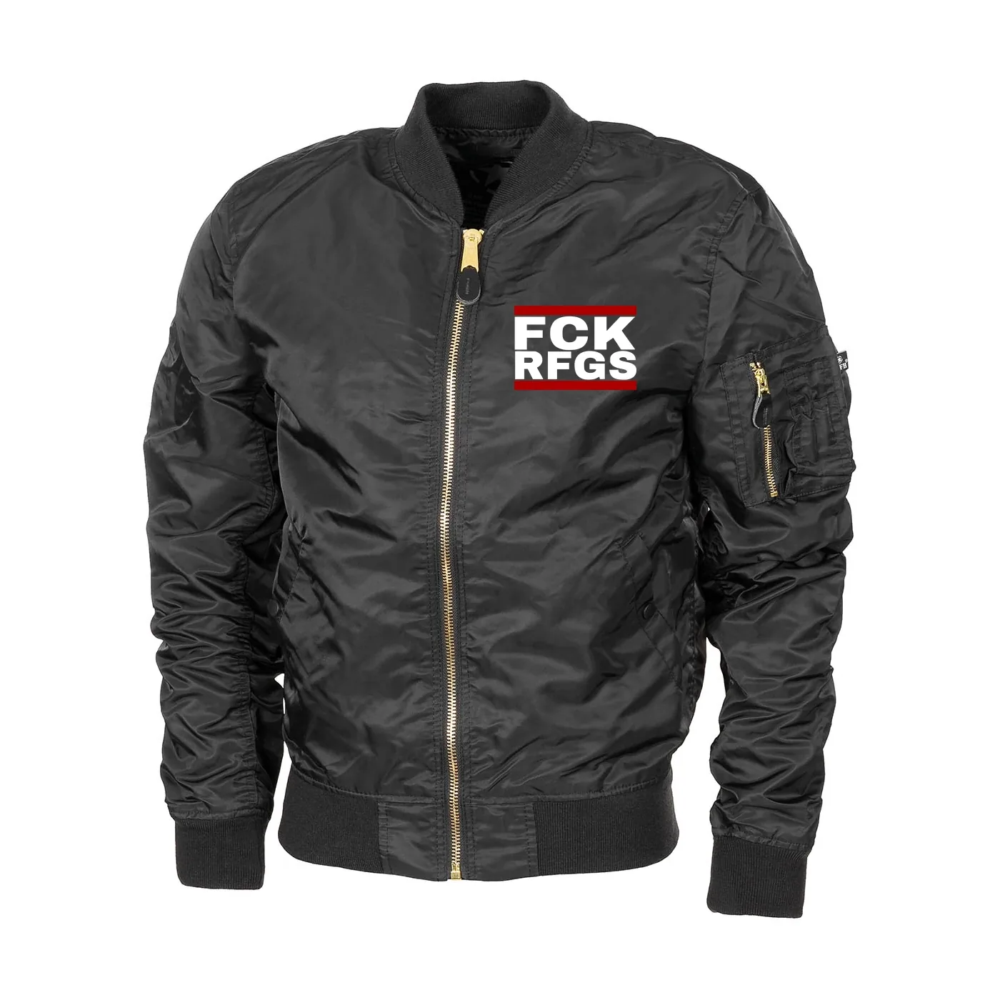 Bestickte MA1 Bomberjacke "Leichtversion" Schwarz - FCK RFGS