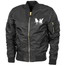 Bestickte MA1 Bomberjacke "Leichtversion" Schwarz - Hugin Munin Vorderseite