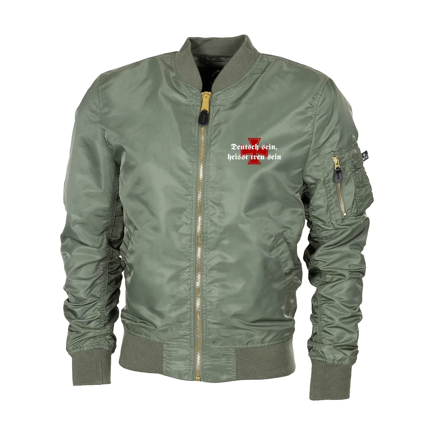 Bestickte MA1 Bomberjacke "Leichtversion" Schwarz - Deutsch sein, heißt treu sein