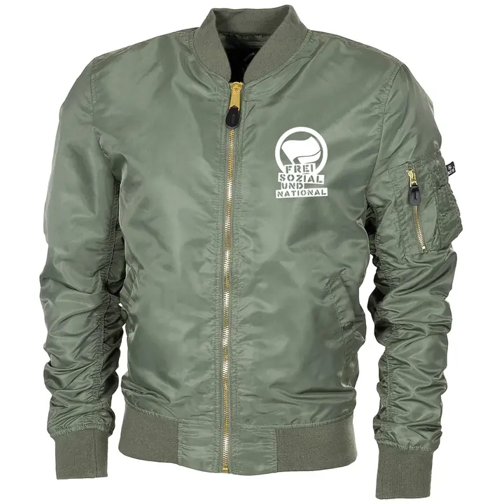Bestickte MA1 Bomberjacke "Leichtversion" Schwarz - Komm zur Revolution