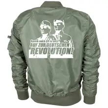 Bestickte MA1 Bomberjacke "Leichtversion" Schwarz - Komm zur Revolution Rückseite