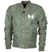 Bestickte MA1 Bomberjacke "Leichtversion" Schwarz - Hugin Munin Vorderseite