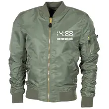 Bestickte MA1 Bomberjacke "Leichtversion" Schwarz - 1488 Our time will come Vorderseite