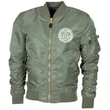 Bestickte MA1 Bomberjacke "Leichtversion" Schwarz - Schwarze Sonne, Thorhammer - gewählte Variante