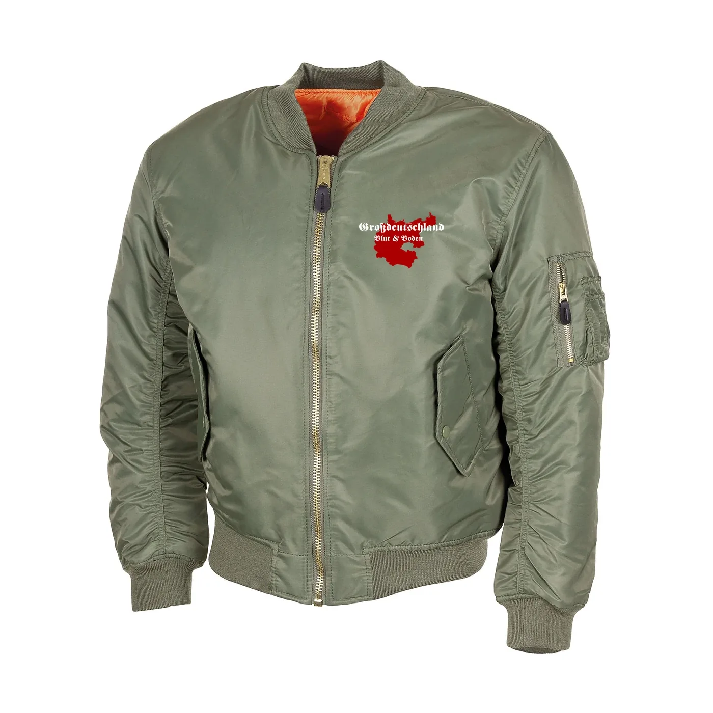 Bestickte MA1 Bomberjacke, Oliv - Großdeutschland Blut&Boden