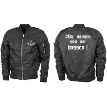 Bestickte MA1 Bomberjacke "Leichtversion" Schwarz - Berserker Vorder- und Rückseite
