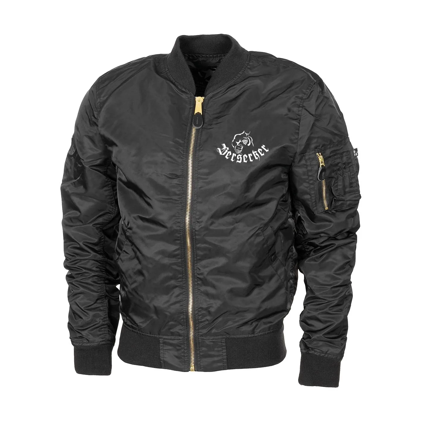 Bestickte MA1 Bomberjacke "Leichtversion" Schwarz - Berserker