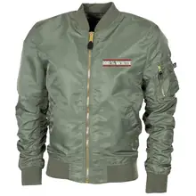 Bestickte MA1 Bomberjacke "Leichtversion" Schwarz - 100% White - gewählte Variante