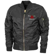 Bestickte MA1 Bomberjacke "Leichtversion" Schwarz - Sieg oder Walhalla Vorderseite