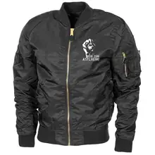 Bestickte MA1 Bomberjacke "Leichtversion" Schwarz - Nein zum Asylheim - gewählte Variante
