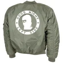 Bestickte MA1 Bomberjacke, Oliv - Good night left side Rückseite