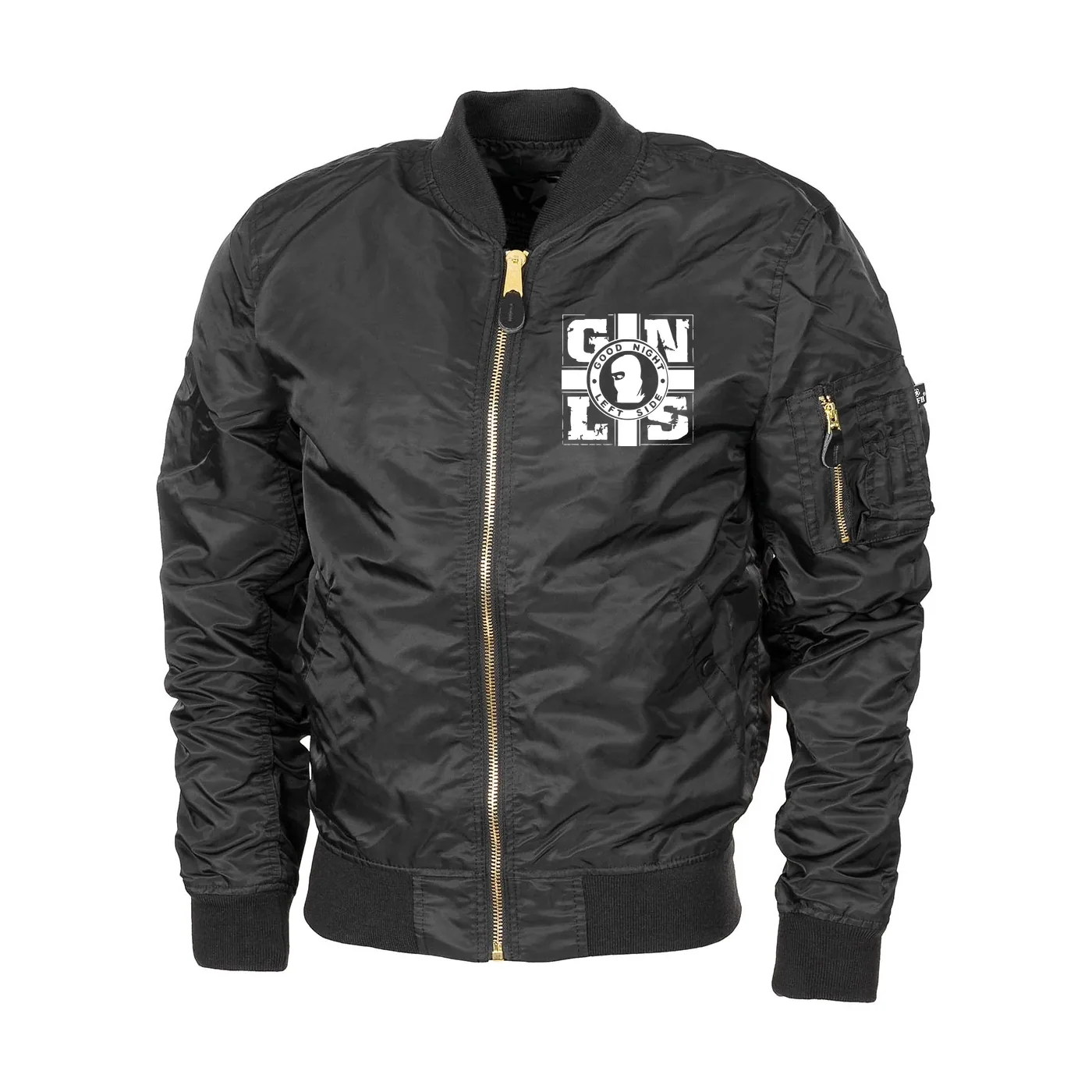 Bestickte MA1 Bomberjacke "Leichtversion" Schwarz - GNLS, Kreuz