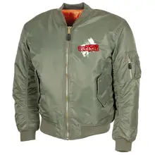 Bestickte MA1 Bomberjacke, Oliv - See you in Walhalla, Totenkopf - gewählte Variante