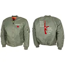 Bestickte MA1 Bomberjacke, Oliv - Heute tolerant morgen fremd im eigenen Land - gewählte Variante