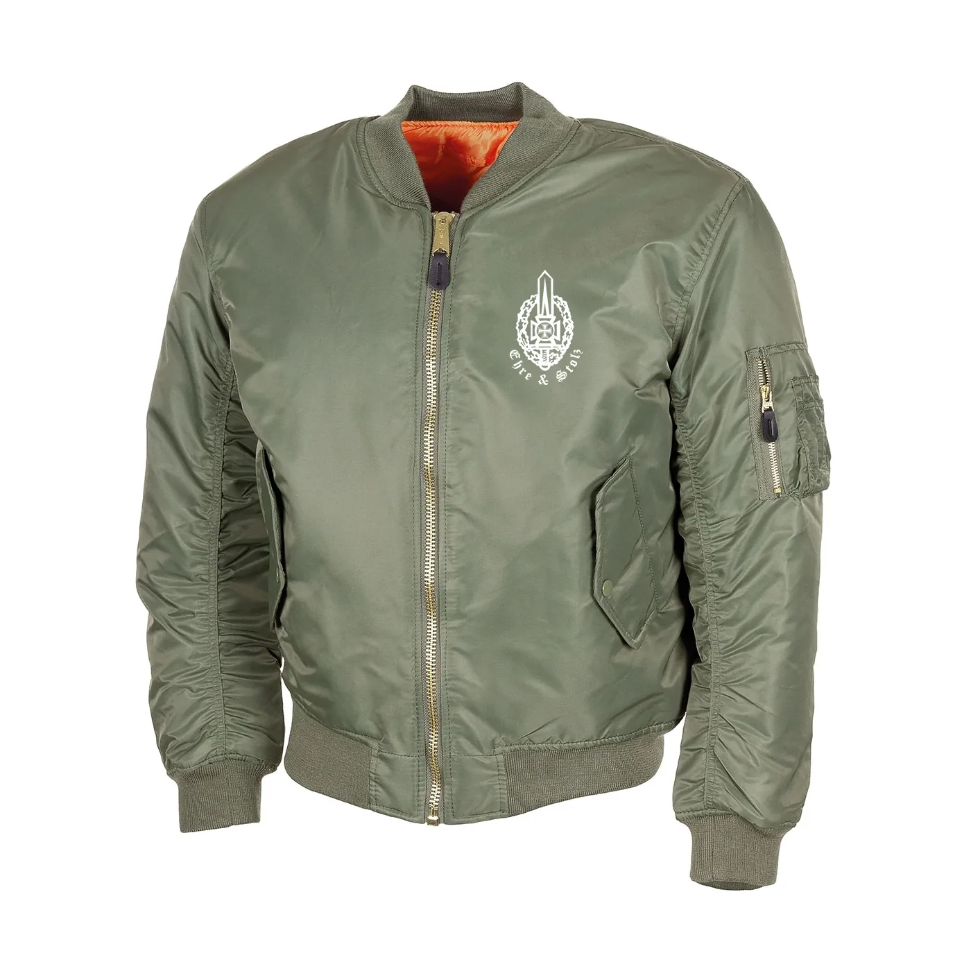Bestickte MA1 Bomberjacke, Oliv - Ehre & Stolz