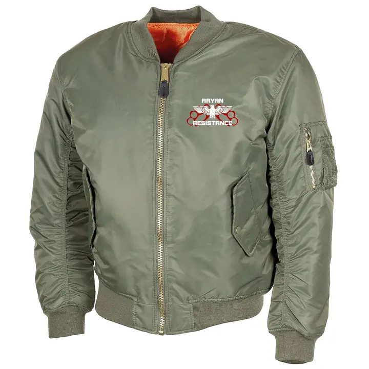 Bestickte MA1 Bomberjacke, Oliv - Aryan Resistance