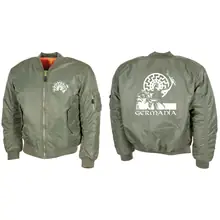Bestickte MA1 Bomberjacke, Oliv - Germania Vorder- und Rückseite