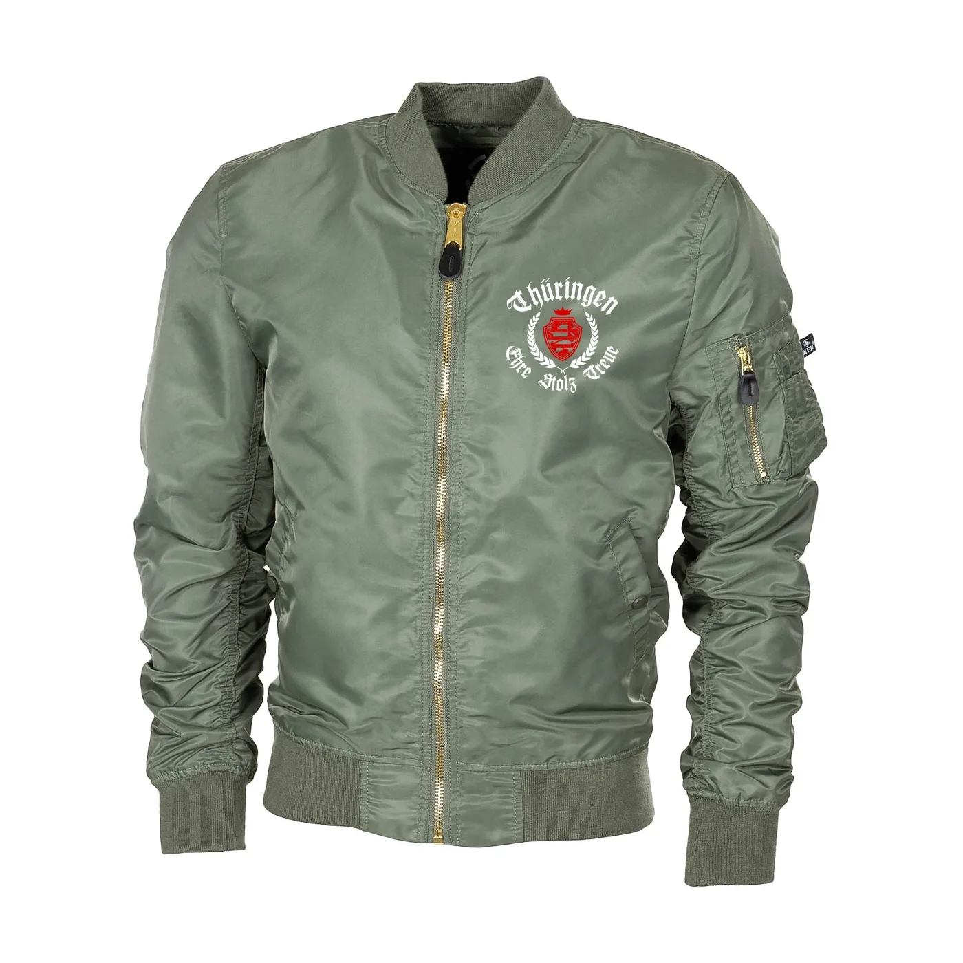 Bestickte MA1 Bomberjacke "Leichtversion" Schwarz - Thüringen, ehre stolz treue