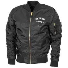 Bestickte MA1 Bomberjacke "Leichtversion" Schwarz - Defend Europe Vorderseite