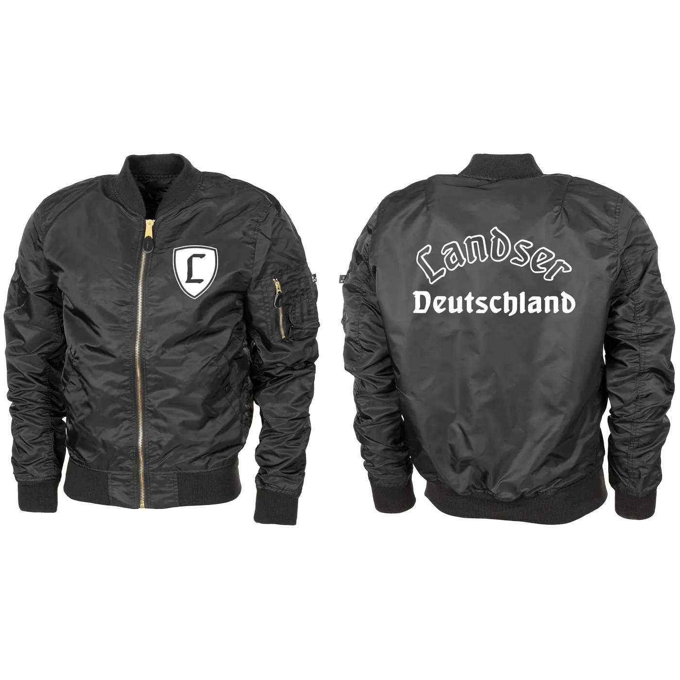Bestickte MA1 Bomberjacke "Leichtversion" Schwarz - Landser Deutschland