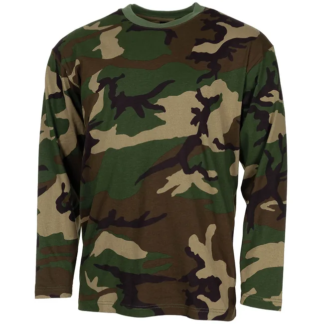 US Shirt, langarm, woodland, 170 g/m²