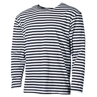 Russ. Marine Shirt, weiß-blau, langarm, Sommer