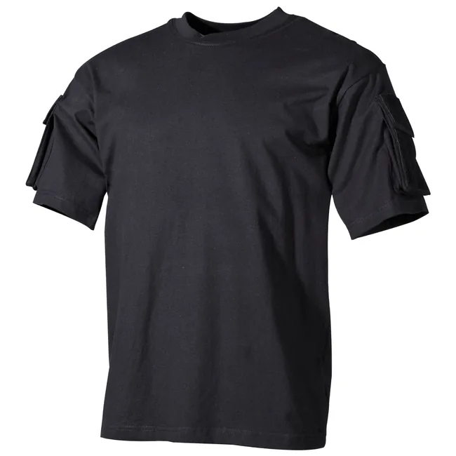 US T-Shirt, halbarm, schwarz, mit Ärmeltaschen