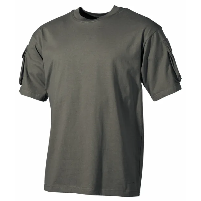 US T-Shirt, halbarm, oliv, mit Ärmeltaschen