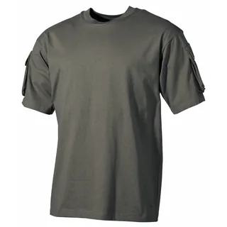 US T-Shirt, halbarm, oliv, mit Ärmeltaschen