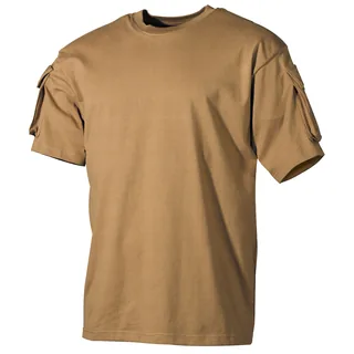 US T-Shirt, halbarm, coyote, mit Ärmeltaschen