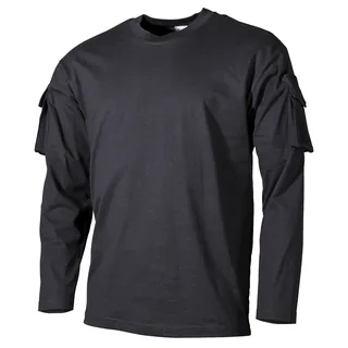 US Shirt, langarm, schwarz, mit Ärmeltaschen