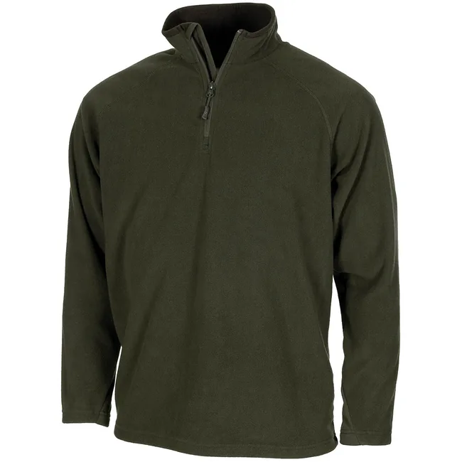 Shirt, "Troyer", Microfleece, langarm, oliv, 200 g/m²
