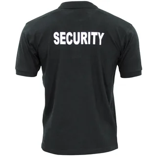 Poloshirt, schwarz, "Security", bedruckt
