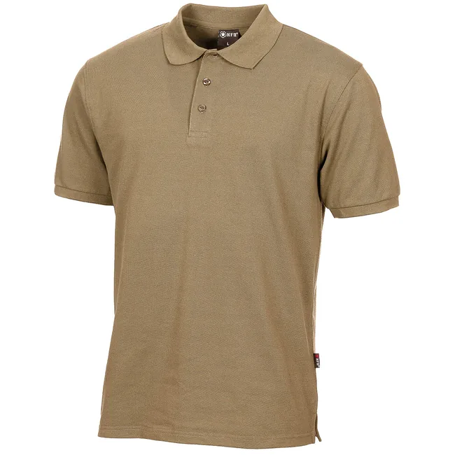 Poloshirt, coyote tan, mit Knopfleiste