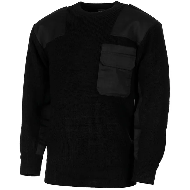 BW Pullover, mit Brusttasche, schwarz