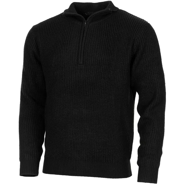 Pullover, "Troyer", schwarz, mit Reißverschluss