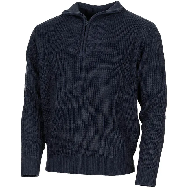 Pullover, "Troyer", blau, mit Reißverschluss