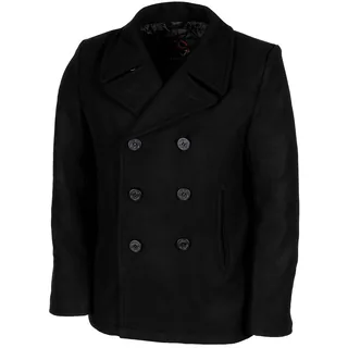 US Pea Coat, schwarz, mit schwarzen Knöpfen