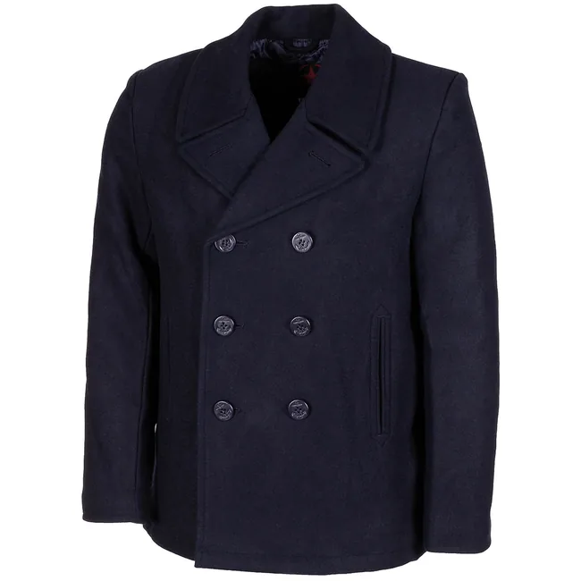 US Pea Coat, blau, mit blauen Knöpfen