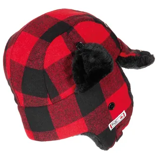 Holzfällermütze mit Fell, rot-schwarz