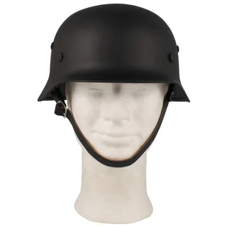 Stahlhelm WW II, schwarz, mit Leder-Innenteil