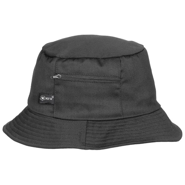 Schlapphut (Fischermütze), kleine Seitentasche, schwarz