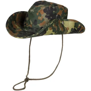 Buschhut, flecktarn, mit Kinnband, zum Hochstellen