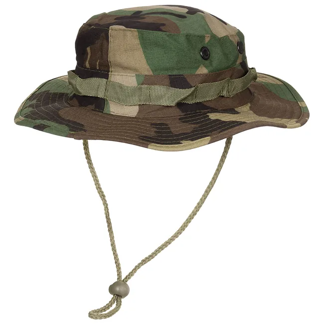US GI Buschhut, mit Kinnband, GI Boonie, Rip Stop, woodland