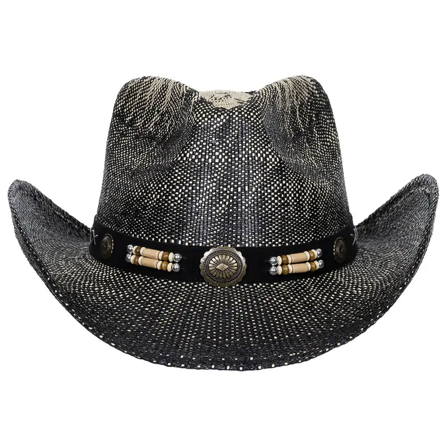 Strohhut, "Texas", mit Hutband, schwarz-braun