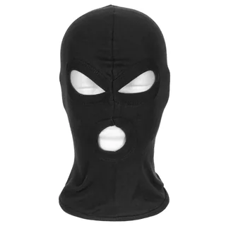 Balaclava, 3-Loch, dünn, schwarz, 100 % Baumwolle