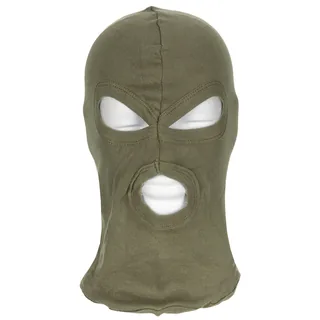 Balaclava, 3-Loch, dünn, oliv, 100 % Baumwolle