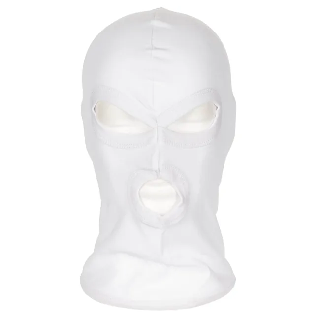 Balaclava, 3-Loch, dünn, weiß, 100 % Baumwolle