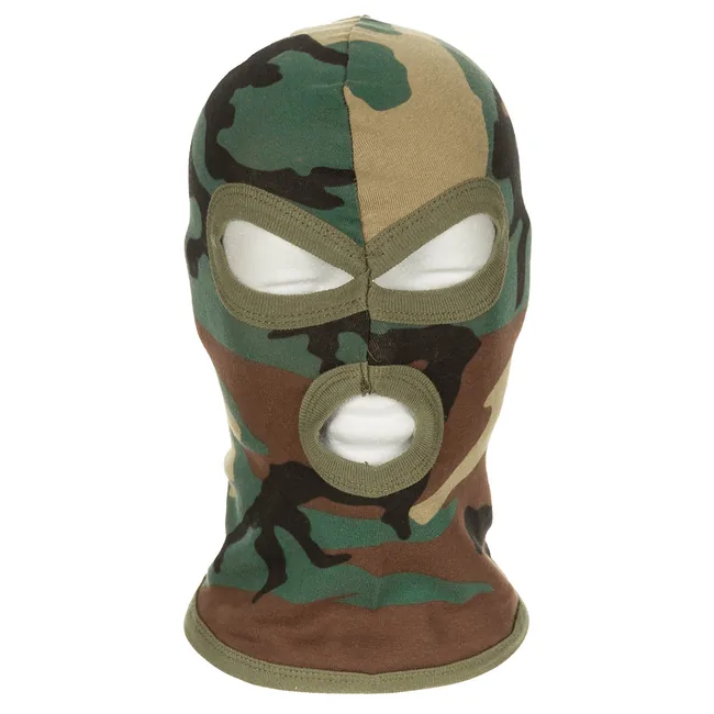 Balaclava, 3-Loch, dünn, woodland, 100 % Baumwolle