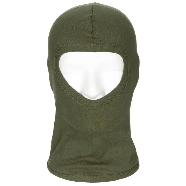Balaclava, 1-Loch, dünn, oliv, 100 % Baumwolle